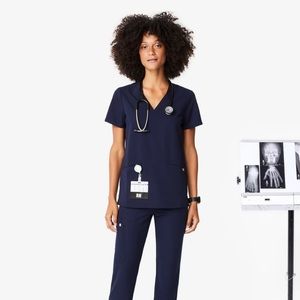 Figs Navy Blue Casma top